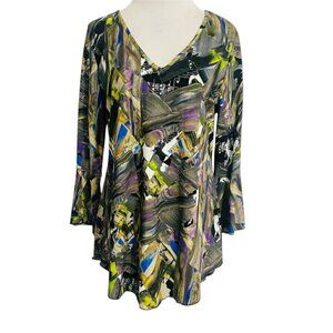 SnoSkins Size Medium  Top Blouse Abstract Colorful